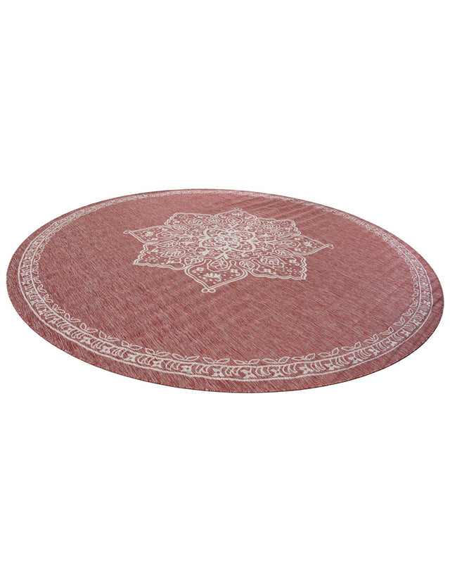 Rust Red 12' x 12' Outdoor Traditional Round Area Rug Weather Resistant for Patio, Deck, Terrace, Balcony, Porch Classical Design Outside Carpet for Sale at Rug Engine