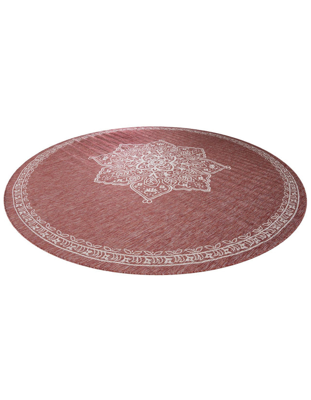Rust Red 12' x 12' Outdoor Traditional Round Area Rug Weather Resistant for Patio, Deck, Terrace, Balcony, Porch Classical Design Outside Carpet for Sale at Rug Engine