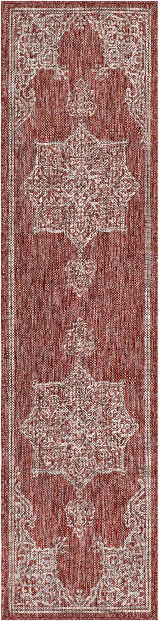 Rust Red 2' x 8' Outdoor Traditional Runner Area Rug Weather Resistant for Patio, Deck, Terrace, Balcony, Porch Classical Design Outside Carpet for Sale at Rug Engine