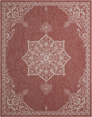 Rust Red 7' 10 x 10' Outdoor Traditional Rectangle Area Rug Weather Resistant for Patio, Deck, Terrace, Balcony, Porch Classical Design Outside Carpet for Sale at Rug Engine