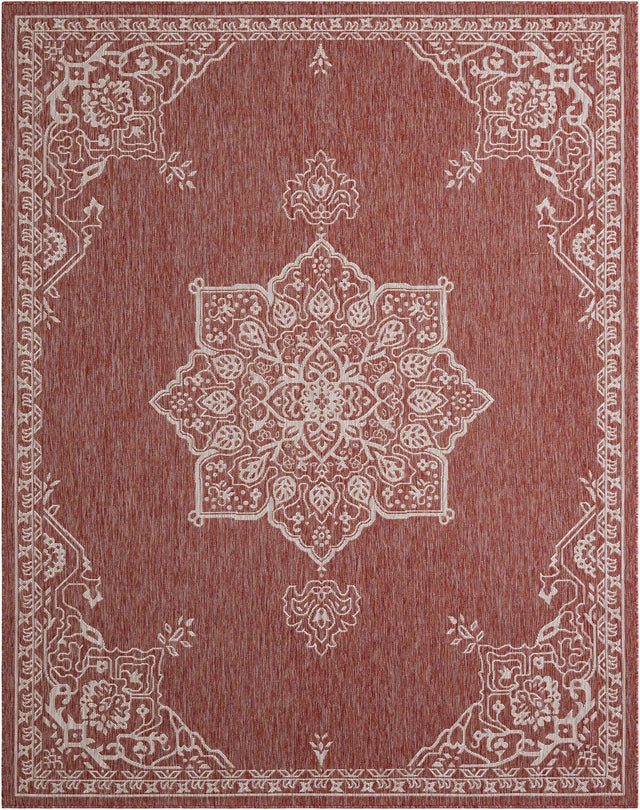 Rust Red 7' 10 x 10' Outdoor Traditional Rectangle Area Rug Weather Resistant for Patio, Deck, Terrace, Balcony, Porch Classical Design Outside Carpet for Sale at Rug Engine