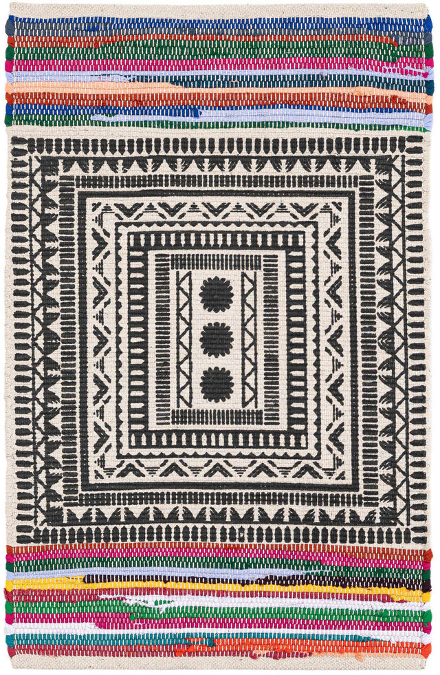 Multicolor 2' x 3' 1 Chindi Cotton Rectangle Rug