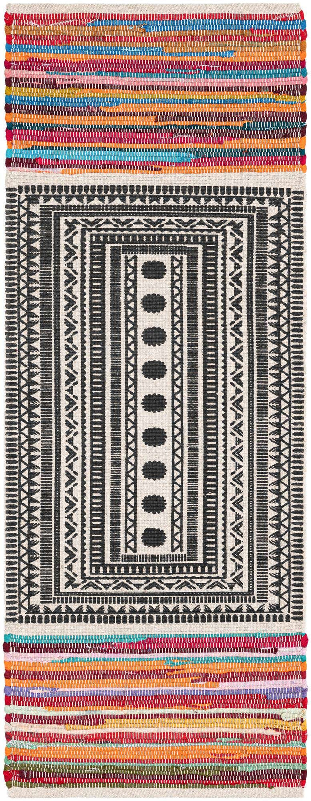 Multicolor 2' x 5' 1 Chindi Cotton Runner Rug