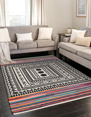 Multicolor 9' x 12' Chindi Cotton Rectangle Rug