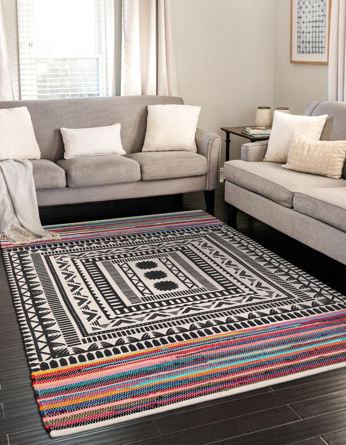 Multicolor 2' x 3' 1 Chindi Cotton Rectangle Area Rug Interior Design Home Decor Carpet Mat for Sale at Rug Engine