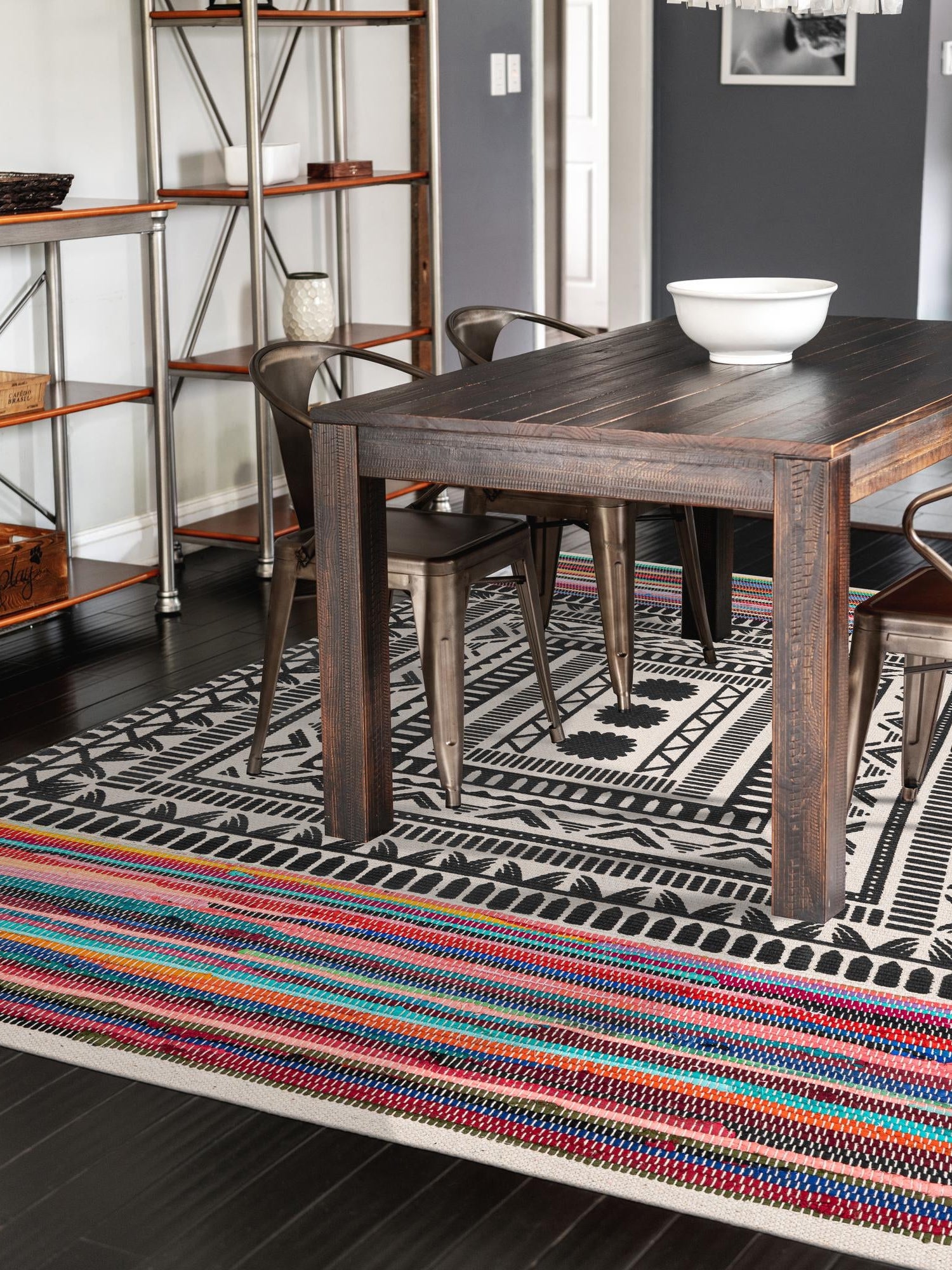 Multicolor 6' 1 x 9' Chindi Cotton Rectangle Area Rug Interior Design Home Decor Carpet Mat for Sale at Rug Engine