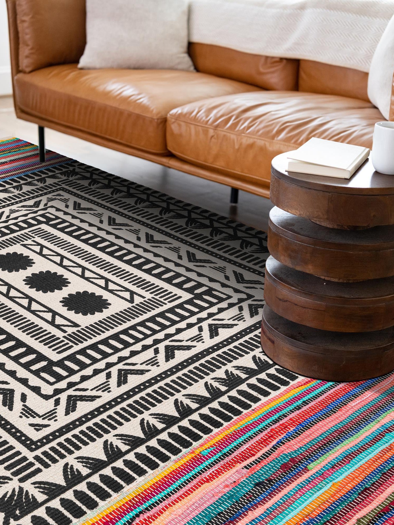 Multicolor 4' 1 x 6' 1 Chindi Cotton Rectangle Area Rug Interior Design Home Decor Carpet Mat for Sale at Rug Engine