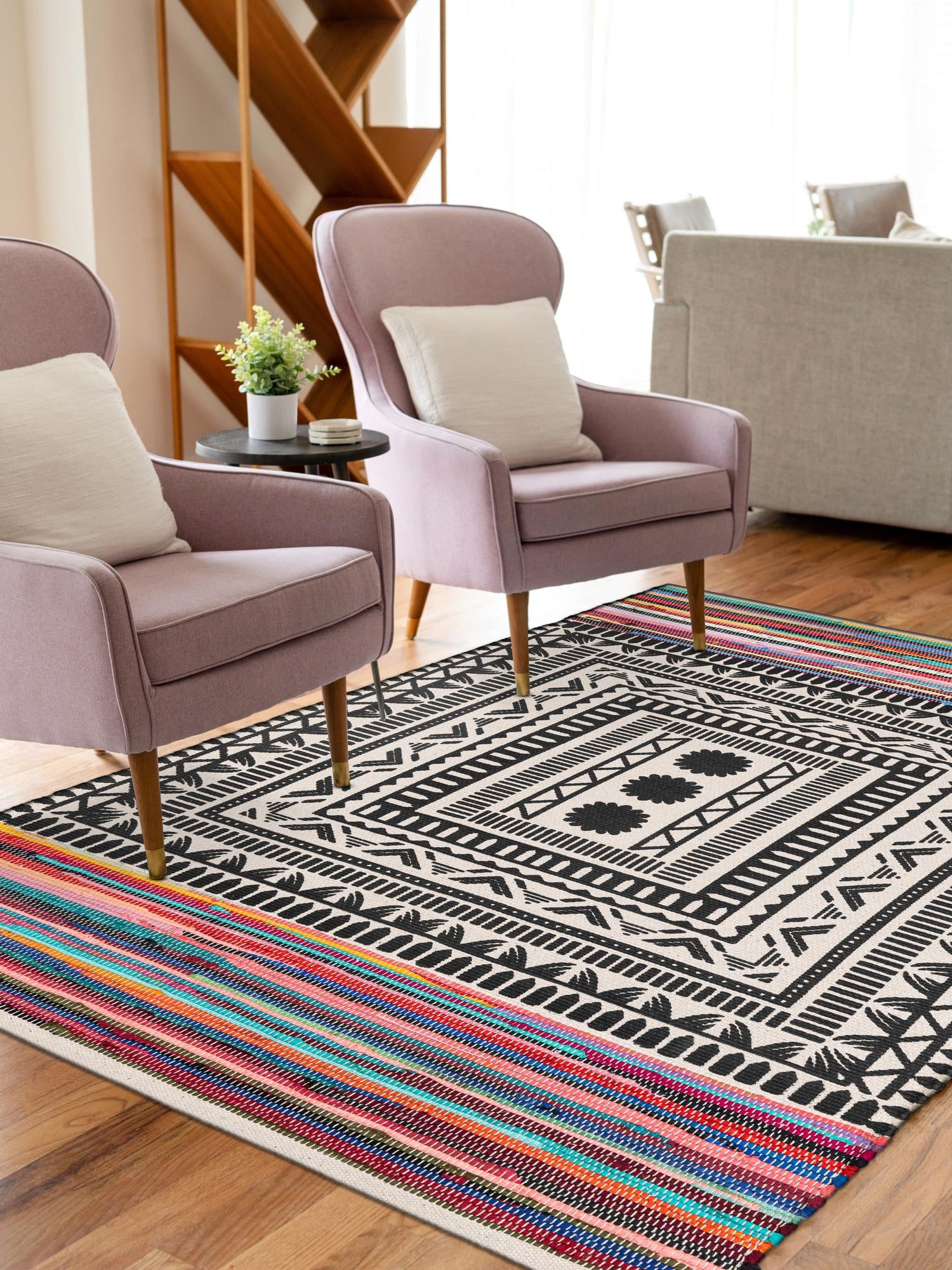 Multicolor 6' 1 x 9' Chindi Cotton Rectangle Area Rug Interior Design Home Decor Carpet Mat for Sale at Rug Engine