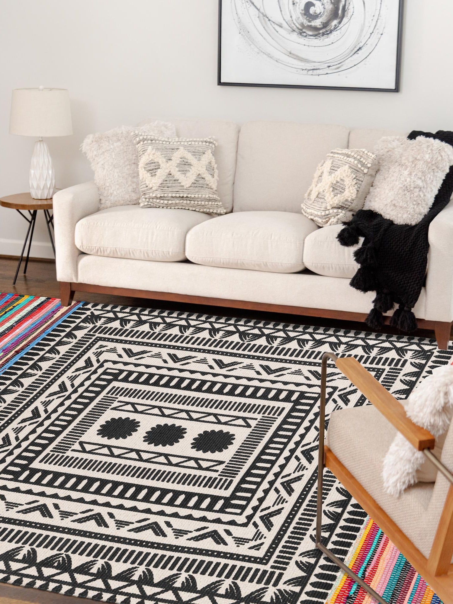Multicolor 6' 1 x 9' Chindi Cotton Rectangle Area Rug Interior Design Home Decor Carpet Mat for Sale at Rug Engine