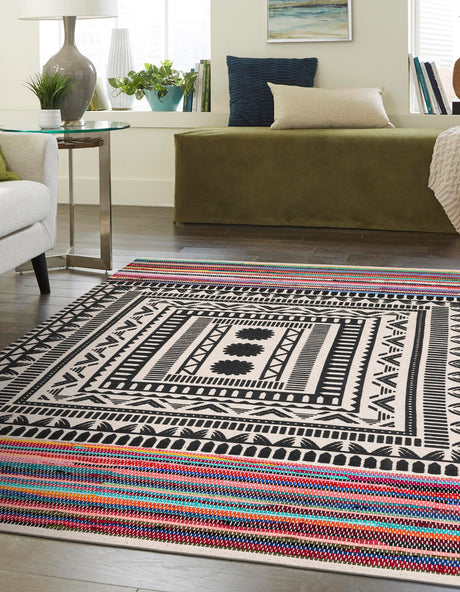 Multicolor 7' 10 x 10' Chindi Cotton Rectangle Area Rug Interior Design Home Decor Carpet Mat for Sale at Rug Engine