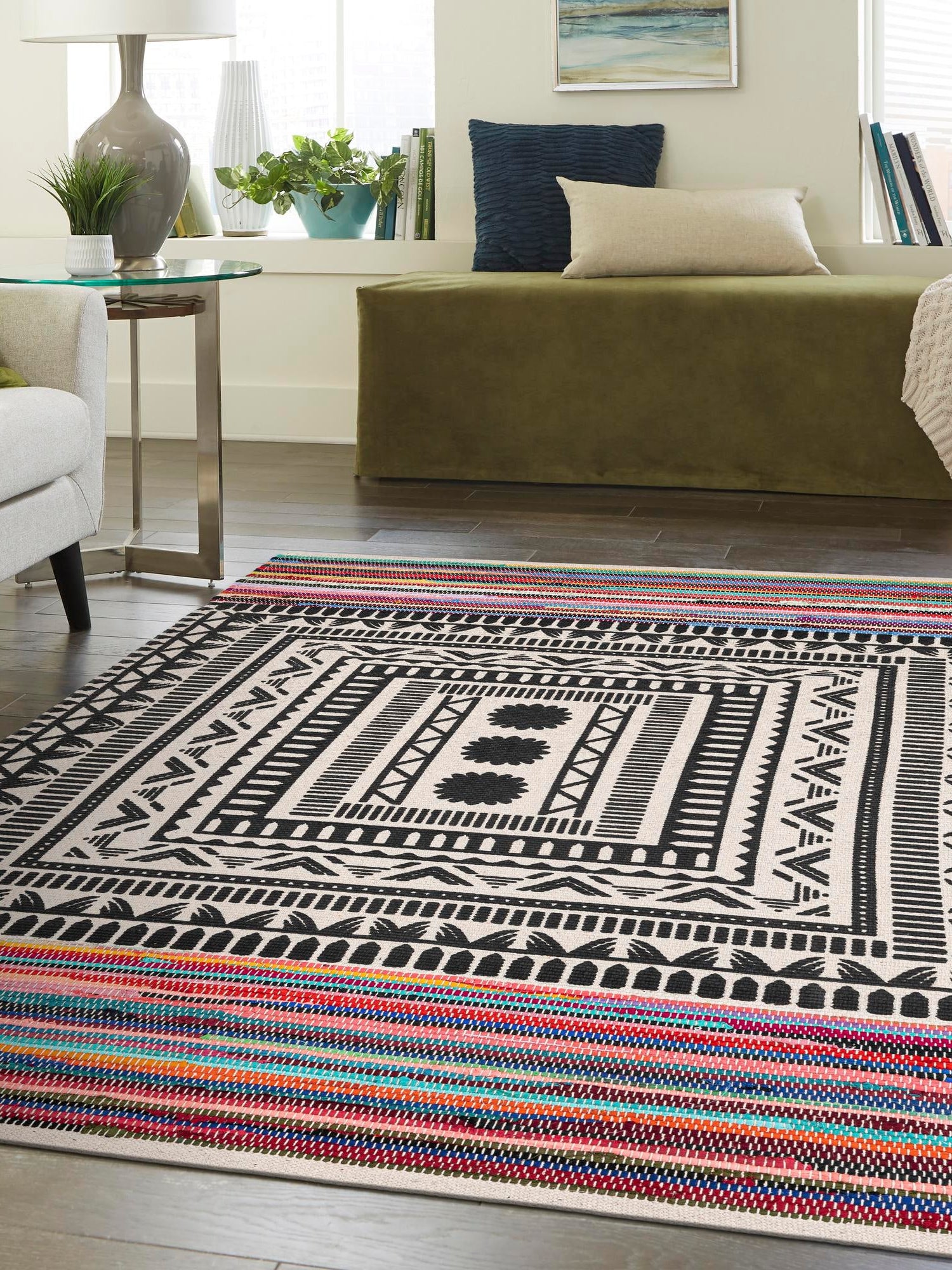 Multicolor 6' 1 x 9' Chindi Cotton Rectangle Area Rug Interior Design Home Decor Carpet Mat for Sale at Rug Engine