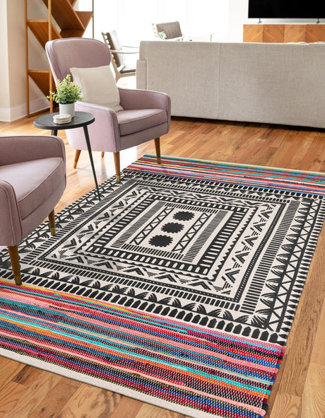 Multicolor 7' 10 x 10' Chindi Cotton Rectangle Area Rug Interior Design Home Decor Carpet Mat for Sale at Rug Engine