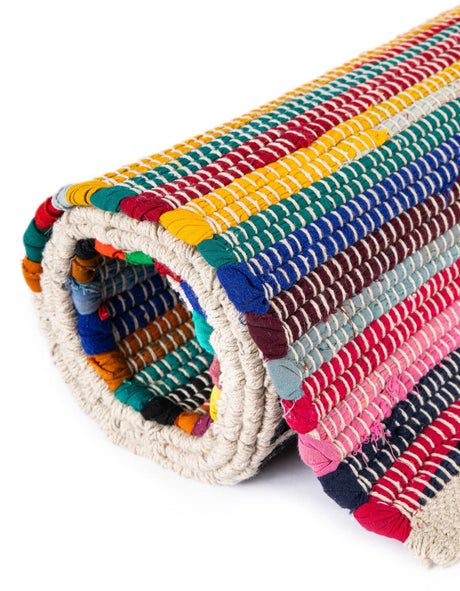 Multicolor 7' 10 x 10' Chindi Cotton Rectangle Area Rug Interior Design Home Decor Carpet Mat for Sale at Rug Engine