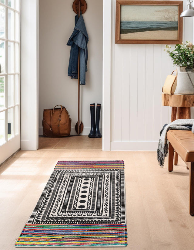 Multicolor 2' x 8' Chindi Cotton Runner Rug