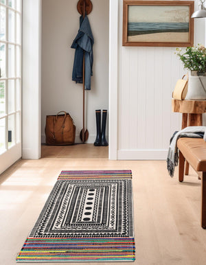 Multicolor 2' x 5' 1 Chindi Cotton Runner Rug