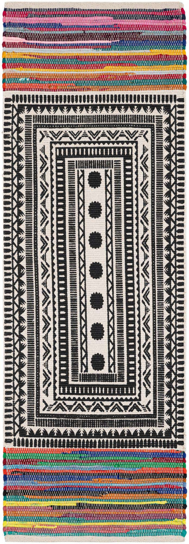 Multicolor 2' x 6' 1 Chindi Cotton Runner Rug
