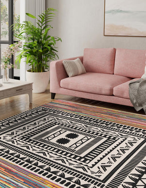 Multicolor 8' x 8' Chindi Cotton Square Rug