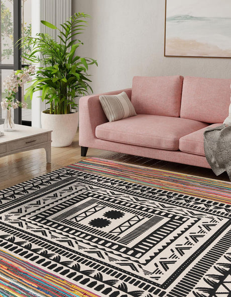 Multicolor 8' x 8' Chindi Cotton Square Rug