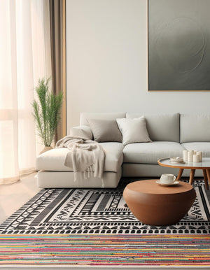 Multicolor 8' x 8' Chindi Cotton Square Rug