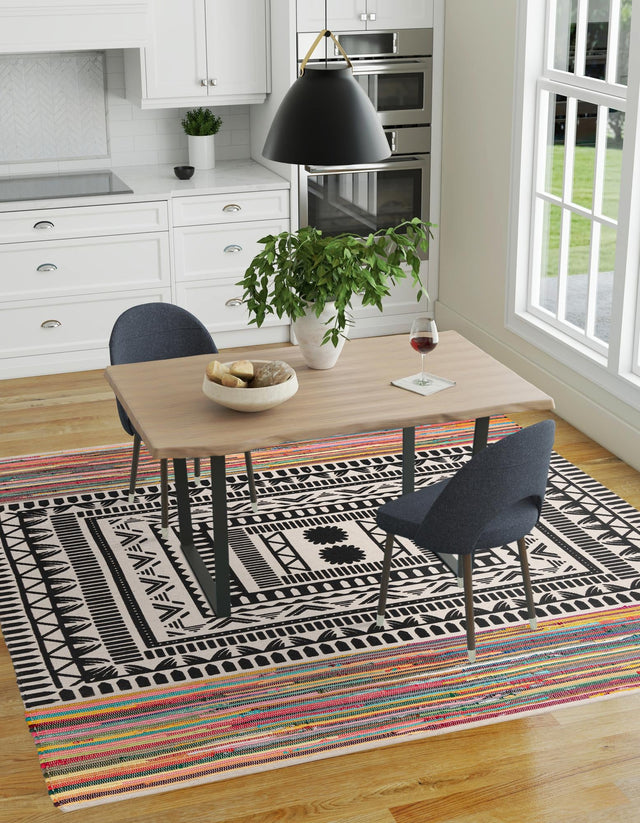 Multicolor 8' x 8' Chindi Cotton Square Rug