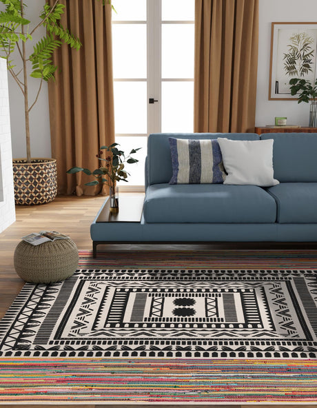 Multicolor 7' 10 x 7' 10 Chindi Cotton Square Area Rug Interior Design Home Decor Carpet Mat for Sale at Rug Engine