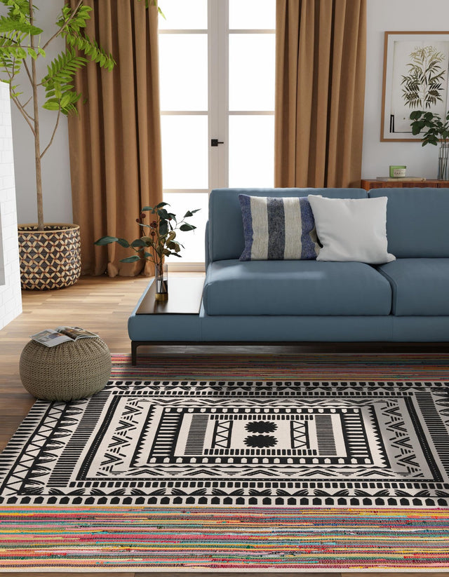 Multicolor 8' x 8' Chindi Cotton Square Rug