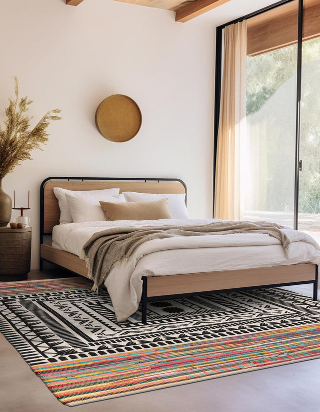 Multicolor 8' x 8' Chindi Cotton Square Rug