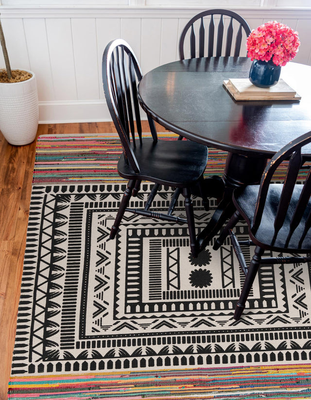 Multicolor 8' x 8' Chindi Cotton Square Rug