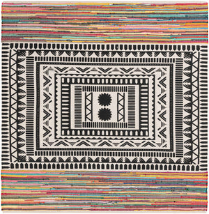Multicolor 8' x 8' Chindi Cotton Square Rug