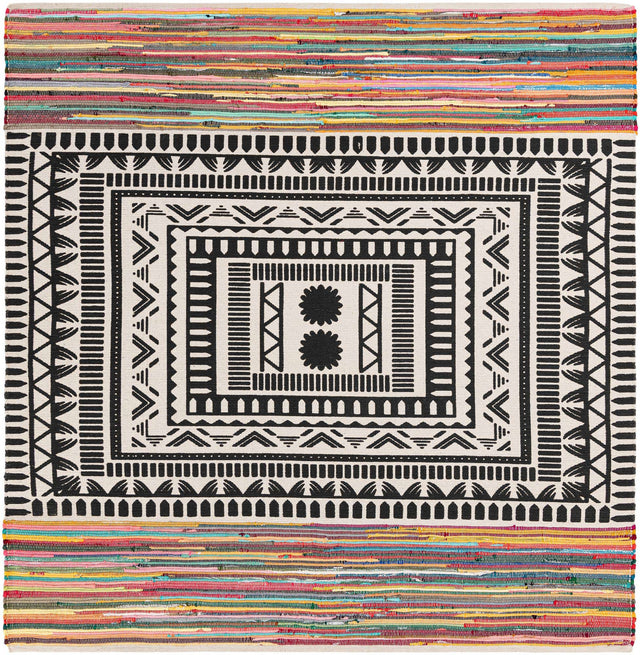 Multicolor 8' x 8' Chindi Cotton Square Rug