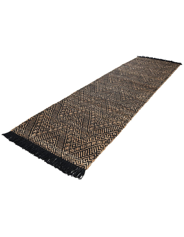 Black and Natural 3' x 10' Braided Jute Runner Rug