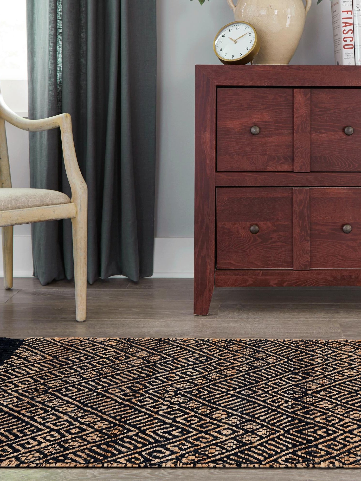 Black and Natural 2' x 6' 1 Braided Jute Runner Area Rug 100% Jute Hand Braided Natural Eco-Friendly Boho Style Carpet for Living Rooms Dining Office Space Dorms for Sale at Rug Engine