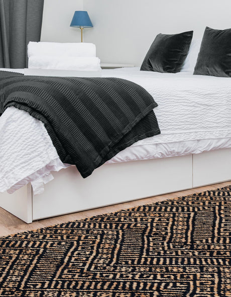Black and Natural 2' x 5' 1 Braided Jute Runner Area Rug 100% Jute Hand Braided Natural Eco-Friendly Boho Style Carpet for Living Rooms Dining Office Space Dorms for Sale at Rug Engine