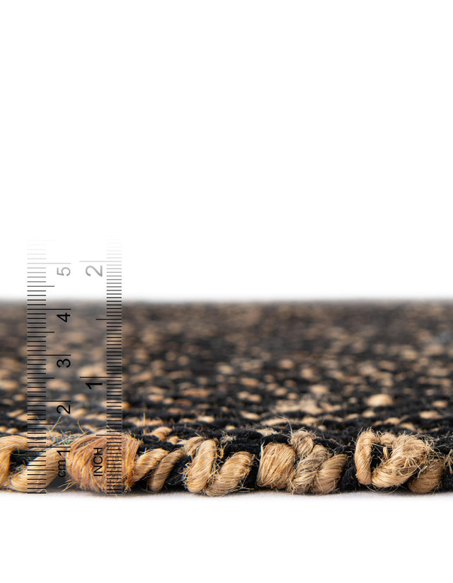 Black and Natural 3' x 10' Braided Jute Runner Rug