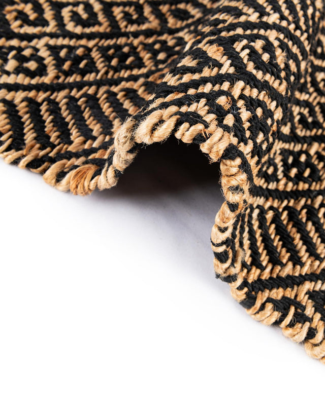 Black and Natural 3' x 10' Braided Jute Runner Rug