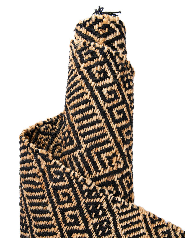 Black and Natural 3' x 10' Braided Jute Runner Rug