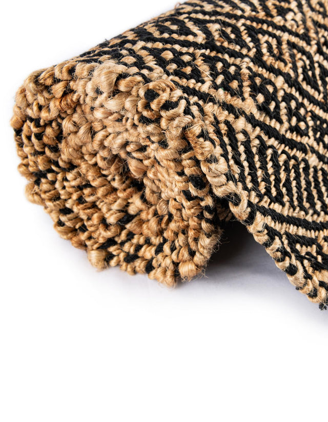 Black and Natural 3' x 10' Braided Jute Runner Rug