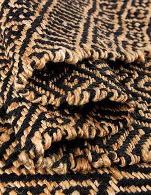 Black and Natural 3' x 10' Braided Jute Runner Rug