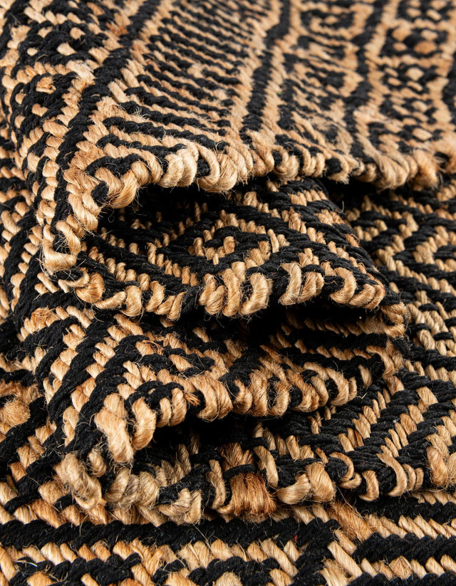 Black and Natural 3' x 10' Braided Jute Runner Rug