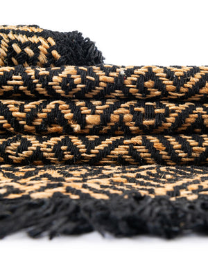 Black and Natural 3' x 10' Braided Jute Runner Rug