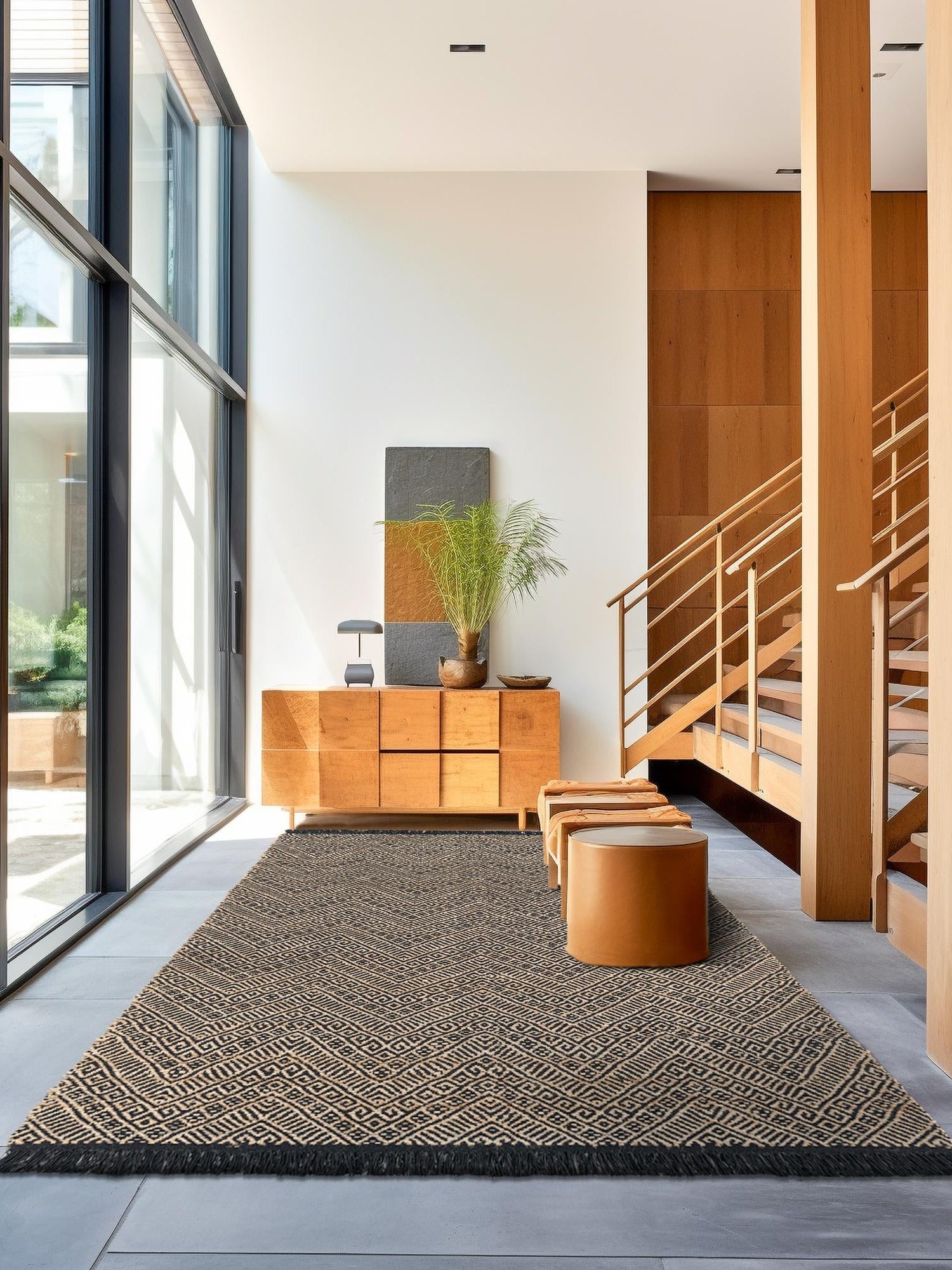 Black and Natural 9' x 12' Braided Jute Rectangle Area Rug 100% Jute Hand Braided Natural Eco-Friendly Boho Style Carpet for Living Rooms Dining Office Space Dorms for Sale at Rug Engine
