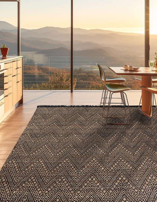 Black and Natural 8' x 8' Braided Jute Square Rug