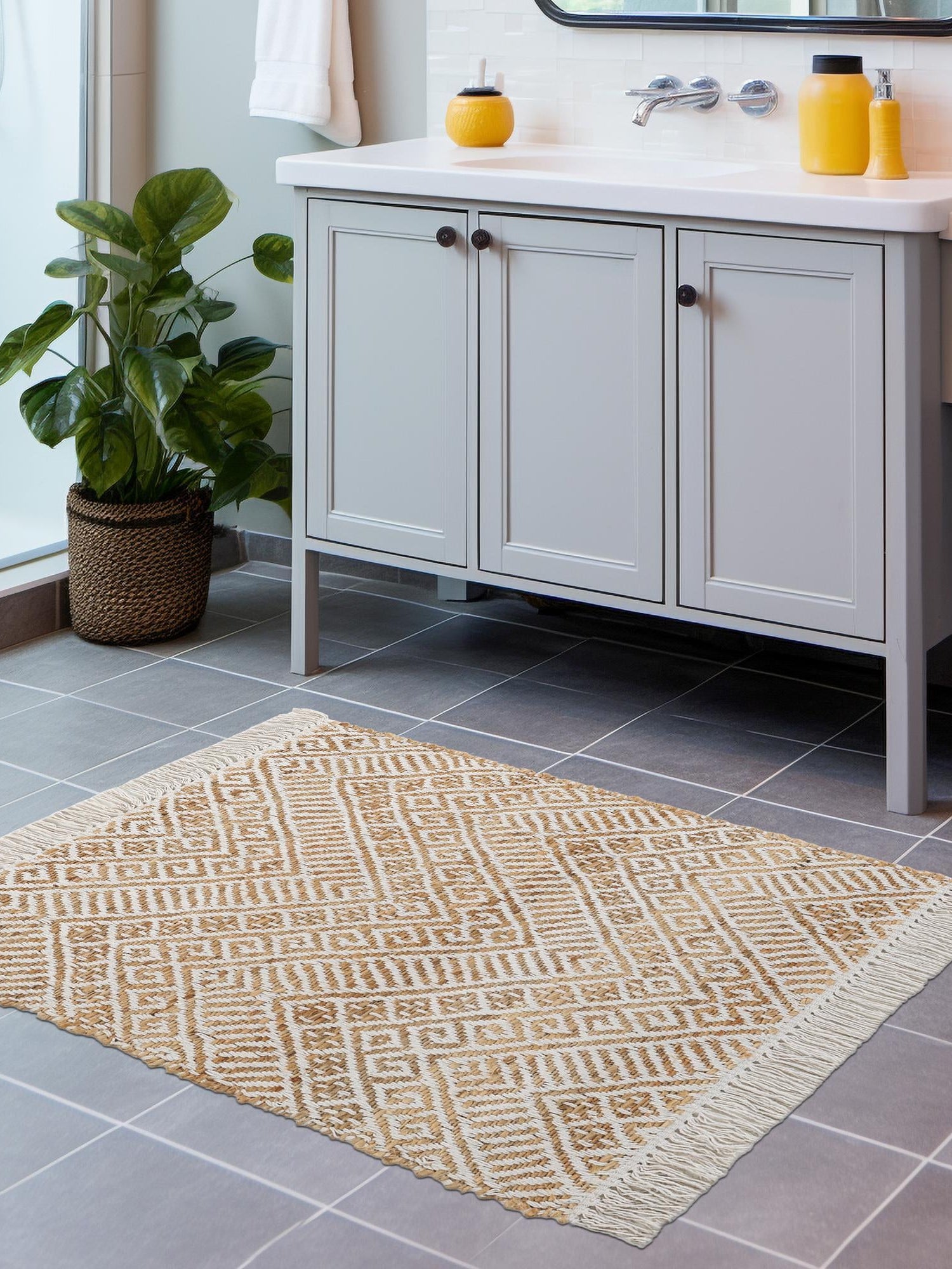 White and Natural 2' x 3' 1 Braided Jute Rectangle Area Rug 100% Jute Hand Braided Natural Eco-Friendly Boho Style Carpet for Living Rooms Dining Office Space Dorms for Sale at Rug Engine
