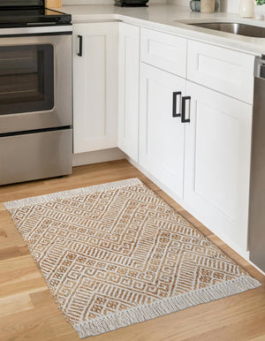 White and Natural 10' x 14' 1 Braided Jute Rectangle Rug