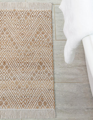 White and Natural 10' x 14' 1 Braided Jute Rectangle Rug