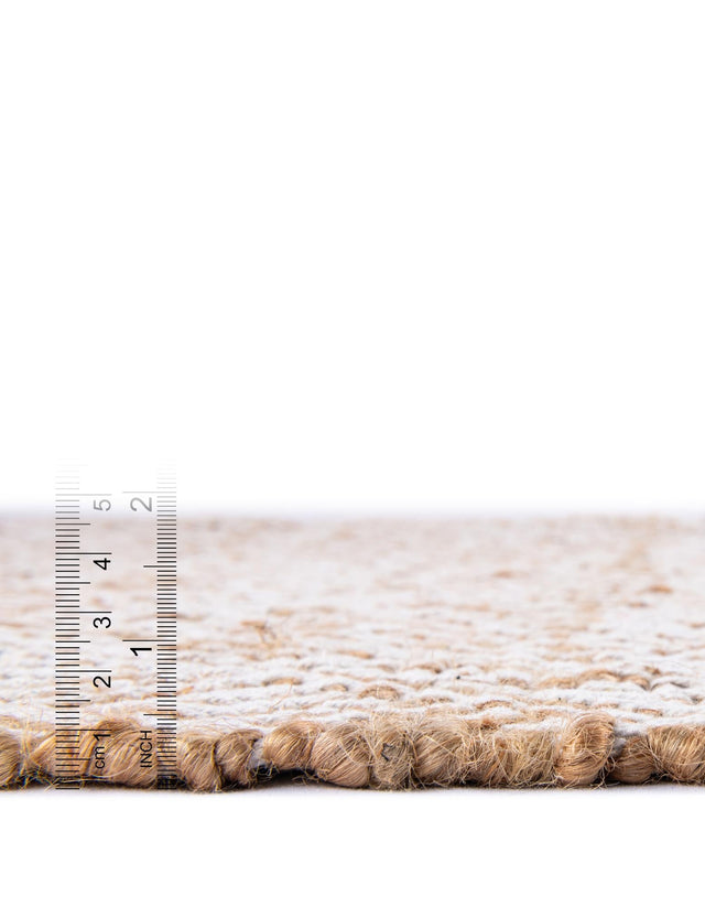 White and Natural 2' x 3' 1 Braided Jute Rectangle Rug