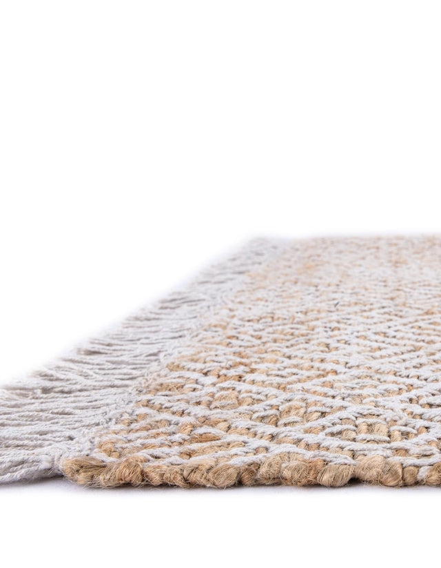 White and Natural 10' x 14' 1 Braided Jute Rectangle Rug