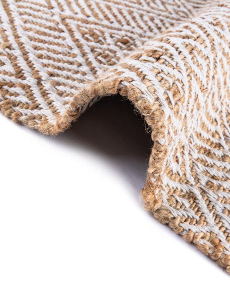 White and Natural 5' 1 x 8' Braided Jute Rectangle Rug