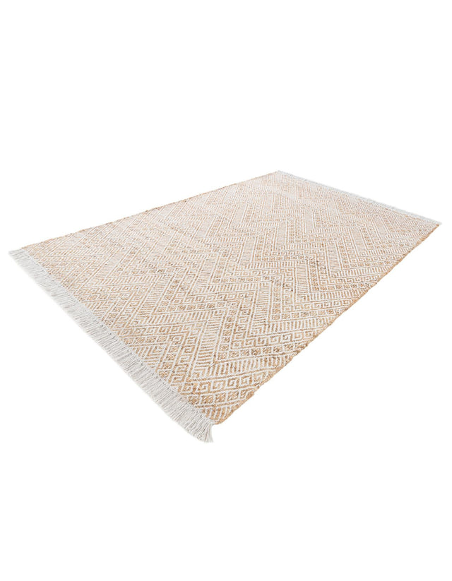 White and Natural 5' 1 x 8' Braided Jute Rectangle Rug
