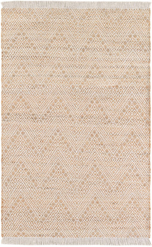White and Natural 5' 1 x 8' Braided Jute Rectangle Rug